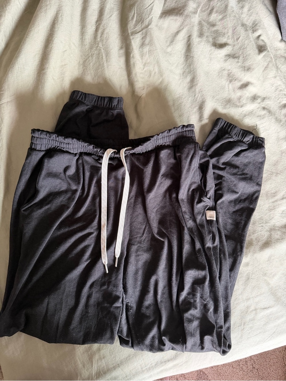 Vuori Black Boyfriend Jogger Pants with White Drawcord
